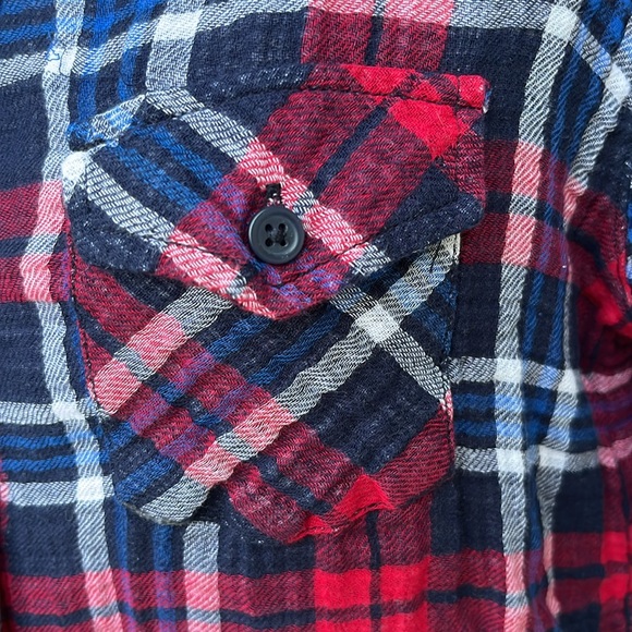 EUC plaid beach lunch lounge collection long sleeve cotton top - Picture 4 of 14